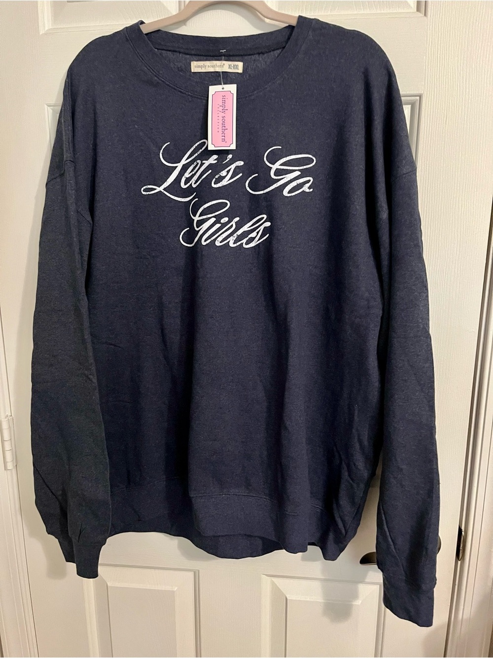 Women Simply Southern Navy "Let's Go Girls" Crewneck Sweatshirt NWT Size XL-XXL